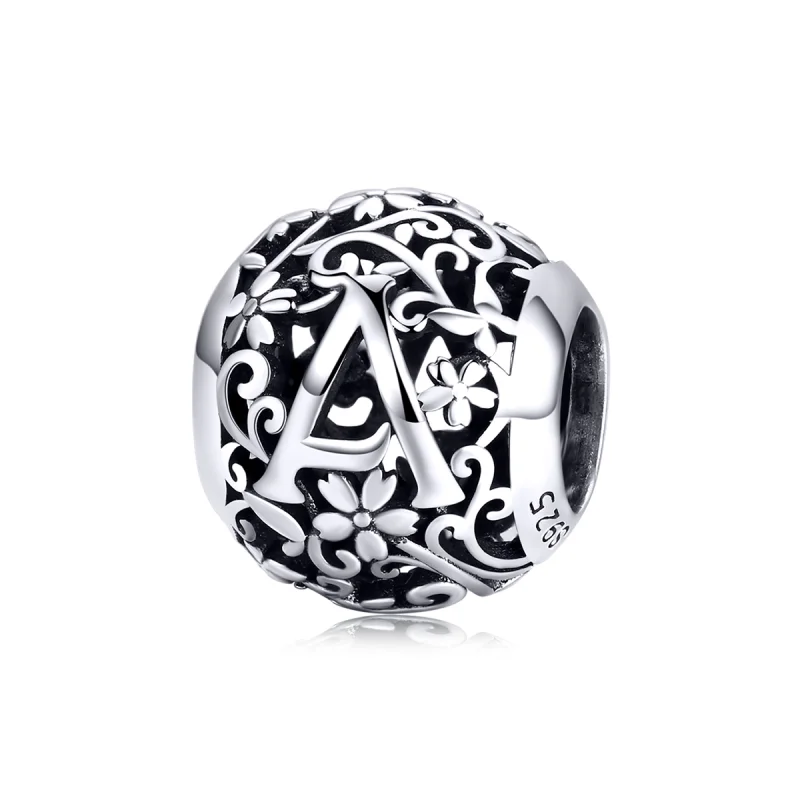 (Bild für) Durchbrochener Blumenbuchstabe A-Charm im Pandora-Stil - SCC1444-A