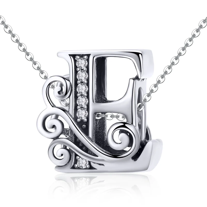 (Bild für) Funkelnder Pavé-Blumen-Buchstabe-E-Charm im Pandora-Stil - BSC030-E - Ansicht 2