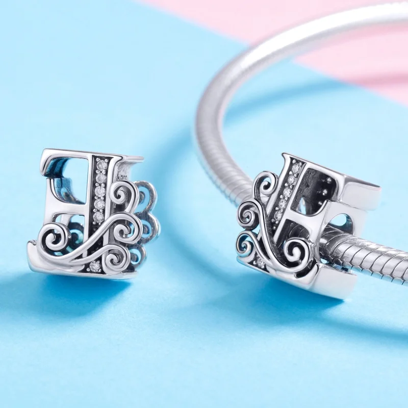(Bild für) Funkelnder Pavé-Blumen-Buchstabe-E-Charm im Pandora-Stil - BSC030-E - Ansicht 4