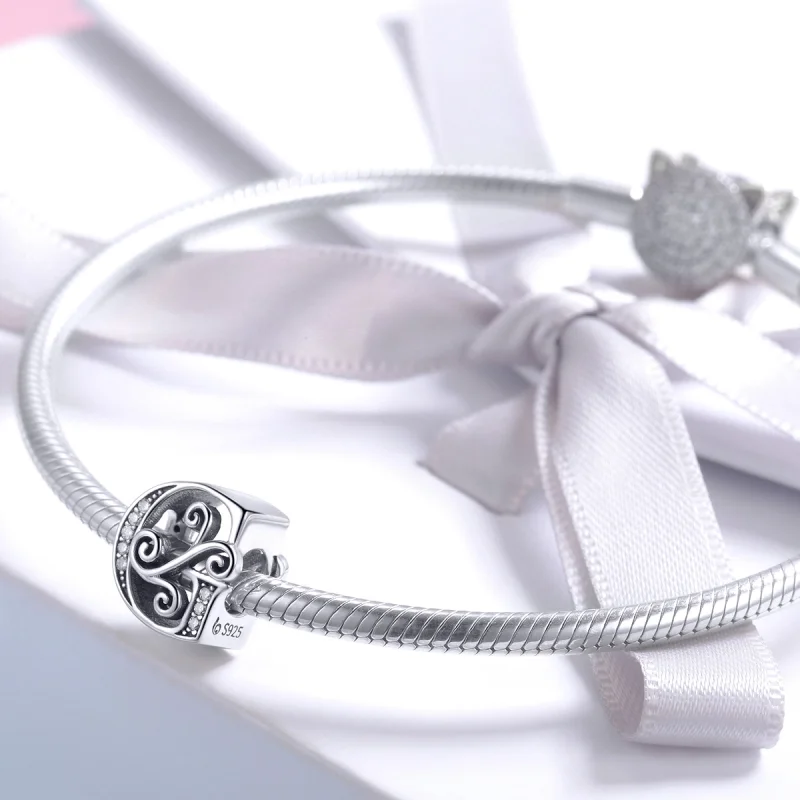 (Bild für) Funkelnder Pavé-Blumen-Buchstabe G-Charm im Pandora-Stil - BSC030-G - Ansicht 3