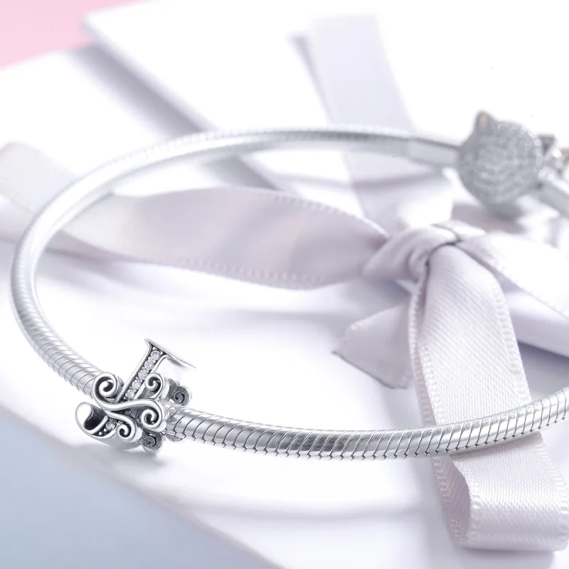 (Bild für) Funkelnder Pavé-Blumen-Buchstabe-J-Charm im Pandora-Stil - BSC030-J - Ansicht 3