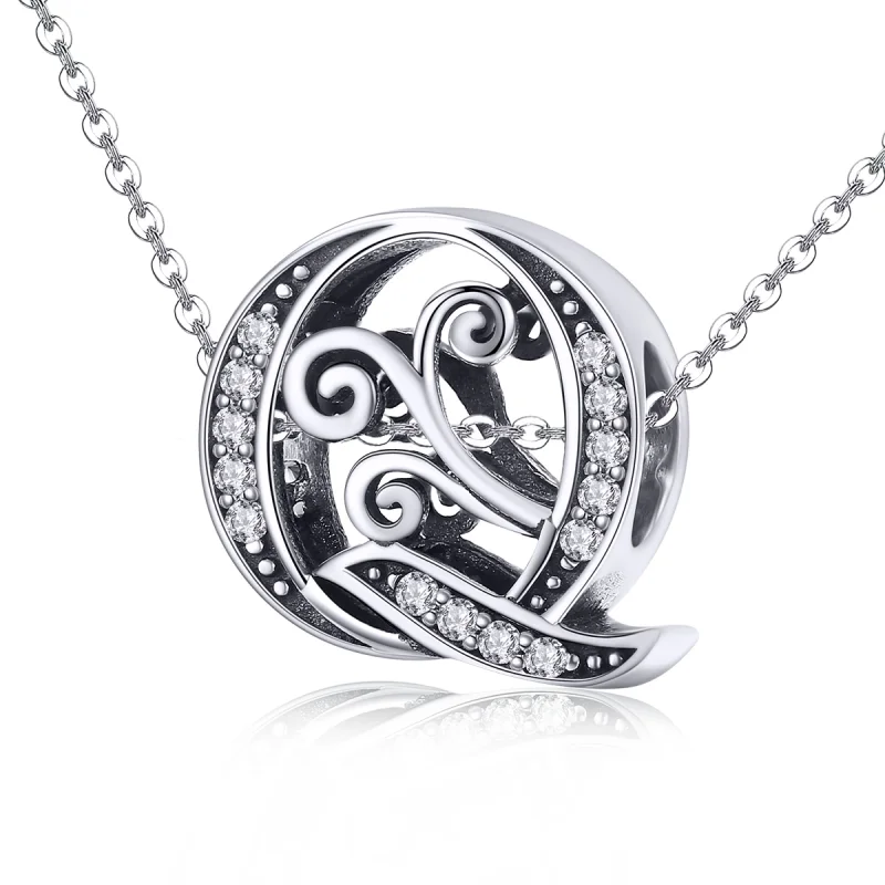 (Bild für) Funkelnder Pavé-Blumen-Buchstabe-Q-Charm im Pandora-Stil - BSC030-Q - Ansicht 2