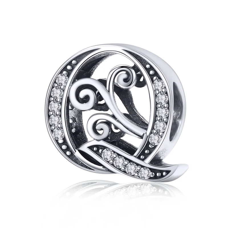(Bild für) Funkelnder Pavé-Blumen-Buchstabe-Q-Charm im Pandora-Stil - BSC030-Q