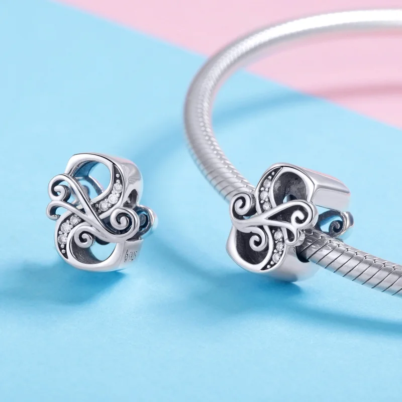 (Bild für) Funkelnder Pavé-Blumen-Buchstabe S-Charm im Pandora-Stil - BSC030-S - Ansicht 4