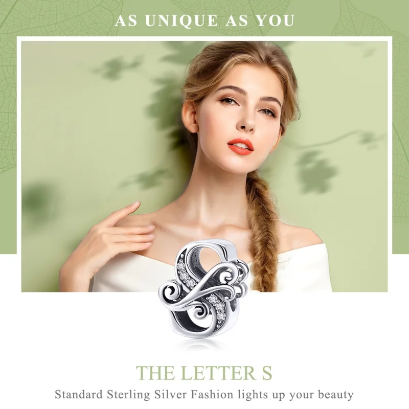 (Bild für) Funkelnder Pavé-Blumen-Buchstabe S-Charm im Pandora-Stil - BSC030-S - Ansicht 7