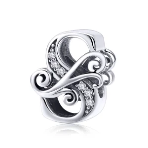 (Bild für) Funkelnder Pavé-Blumen-Buchstabe S-Charm im Pandora-Stil - BSC030-S