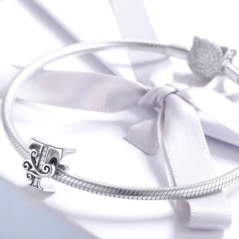 (Bild für) Funkelnder Pavé-Blumen-Buchstabe-T-Charm im Pandora-Stil - BSC030-T - Ansicht 3