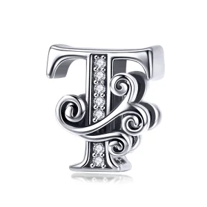 (Bild für) Funkelnder Pavé-Blumen-Buchstabe-T-Charm im Pandora-Stil - BSC030-T
