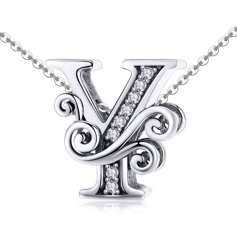 (Bild für) Funkelnder Pavé-Blumen-Buchstabe Y-Charm im Pandora-Stil - BSC030-Y - Ansicht 2