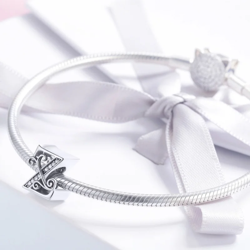 (Bild für) Funkelnder Pavé-Blumen-Buchstabe Z-Charm im Pandora-Stil - BSC030-Z - Ansicht 3
