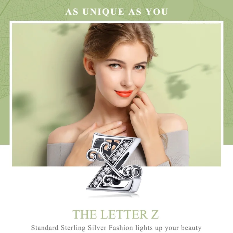 (Bild für) Funkelnder Pavé-Blumen-Buchstabe Z-Charm im Pandora-Stil - BSC030-Z - Ansicht 7