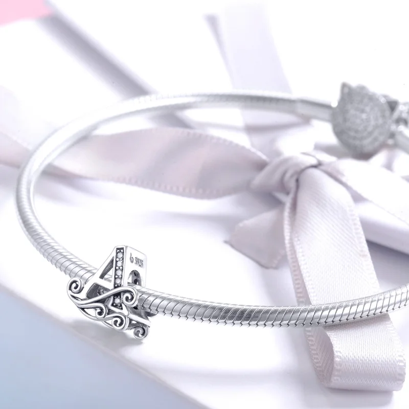 (Bild für) Funkelnder Pavé-Blumen-Charm „Buchstabe A“ im Pandora-Stil - BSC030-A - Ansicht 3