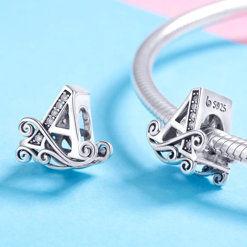 (Bild für) Funkelnder Pavé-Blumen-Charm „Buchstabe A“ im Pandora-Stil - BSC030-A - Ansicht 4