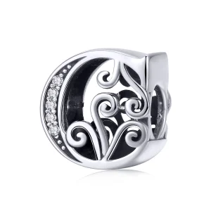 (Bild für) Funkelnder Pavé-Blumen-Charm „Buchstabe C“ im Pandora-Stil - BSC030-C