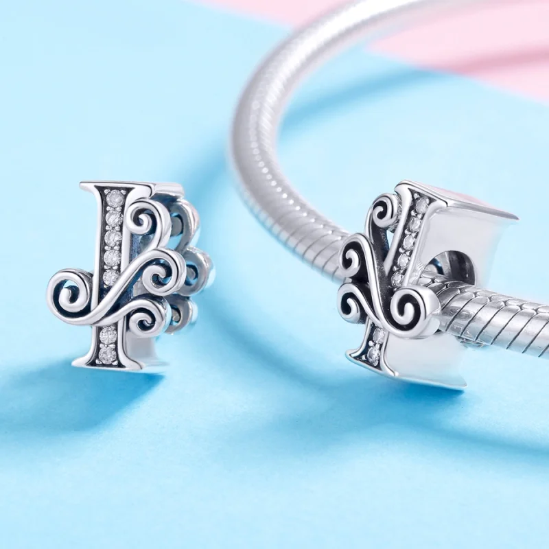 (Bild für) Funkelnder Pavé-Blumen-Charm „Buchstabe I“ im Pandora-Stil - BSC030-I - Ansicht 4