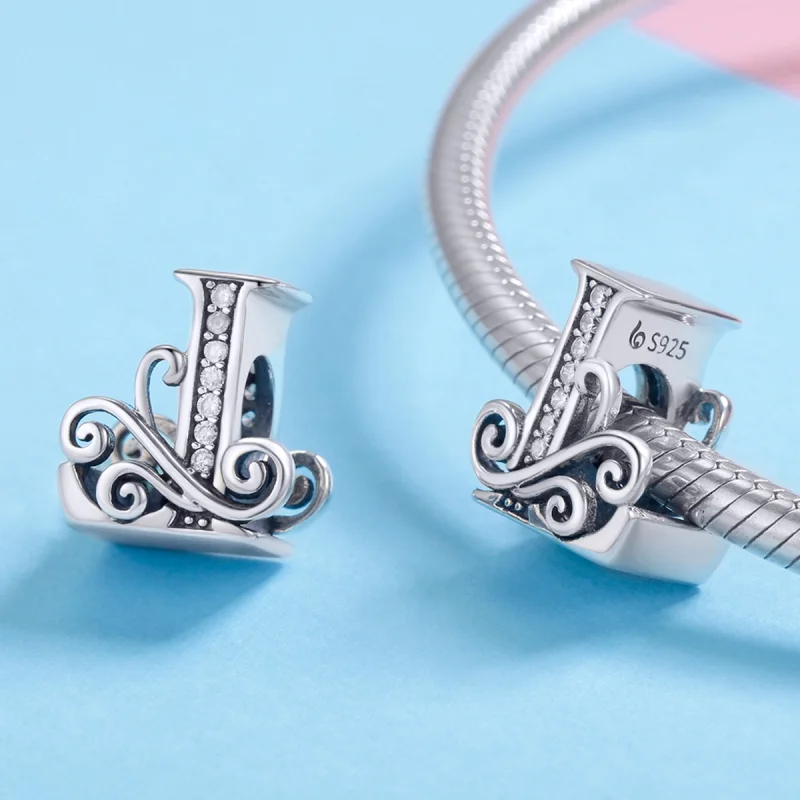 (Bild für) Funkelnder Pavé-Blumen-Charm „Buchstabe L“ im Pandora-Stil - BSC030-L - Ansicht 4
