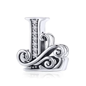 (Bild für) Funkelnder Pavé-Blumen-Charm „Buchstabe L“ im Pandora-Stil - BSC030-L
