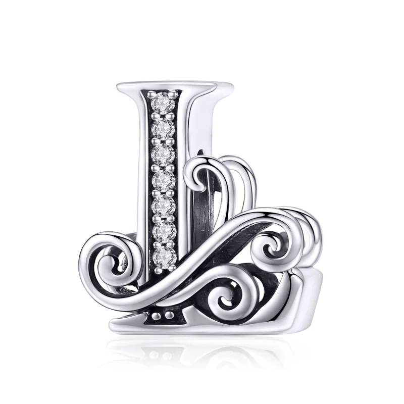 (Bild für) Funkelnder Pavé-Blumen-Charm „Buchstabe L“ im Pandora-Stil - BSC030-L