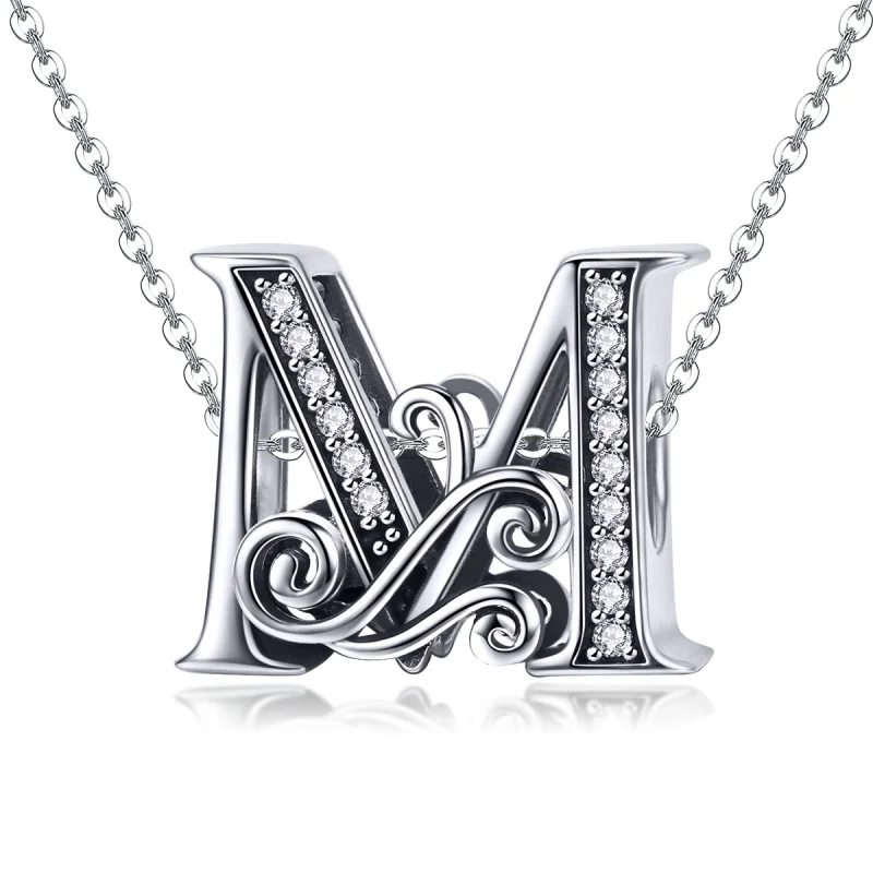 (Bild für) Funkelnder Pavé-Blumen-Charm „Buchstabe M“ im Pandora-Stil - BSC030-M - Ansicht 2