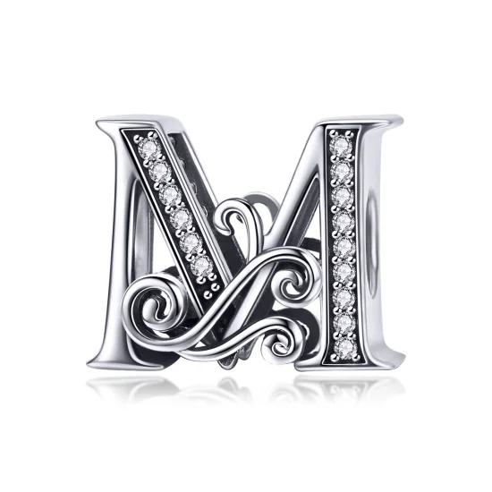 (Bild für) Funkelnder Pavé-Blumen-Charm „Buchstabe M“ im Pandora-Stil - BSC030-M