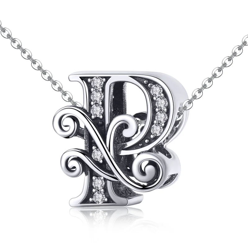 (Bild für) Funkelnder Pavé-Blumen-Charm „Buchstabe P“ im Pandora-Stil - BSC030-P - Ansicht 2