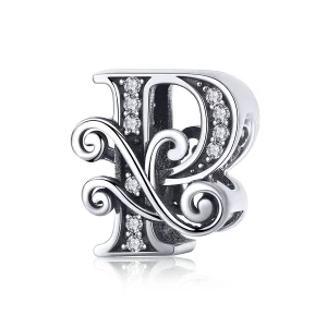 (Bild für) Funkelnder Pavé-Blumen-Charm „Buchstabe P“ im Pandora-Stil - BSC030-P