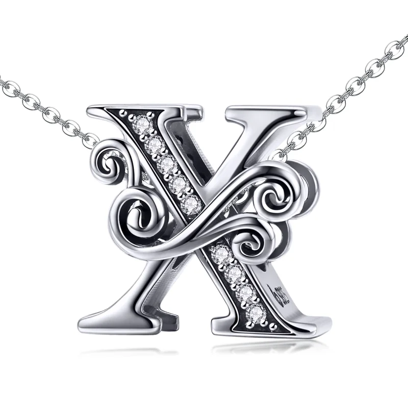 (Bild für) Funkelnder Pavé-Blumen-Charm „Buchstabe X“ im Pandora-Stil - BSC030-X - Ansicht 2