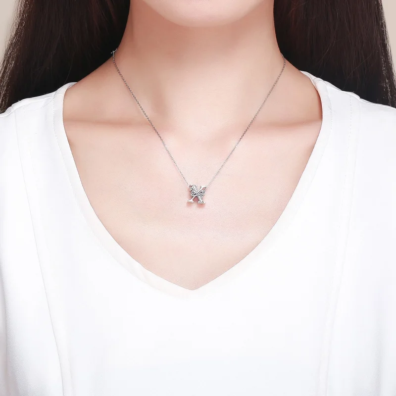 (Bild für) Funkelnder Pavé-Blumen-Charm „Buchstabe X“ im Pandora-Stil - BSC030-X - Ansicht 5
