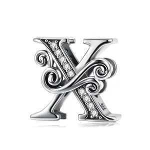 (Bild für) Funkelnder Pavé-Blumen-Charm „Buchstabe X“ im Pandora-Stil - BSC030-X