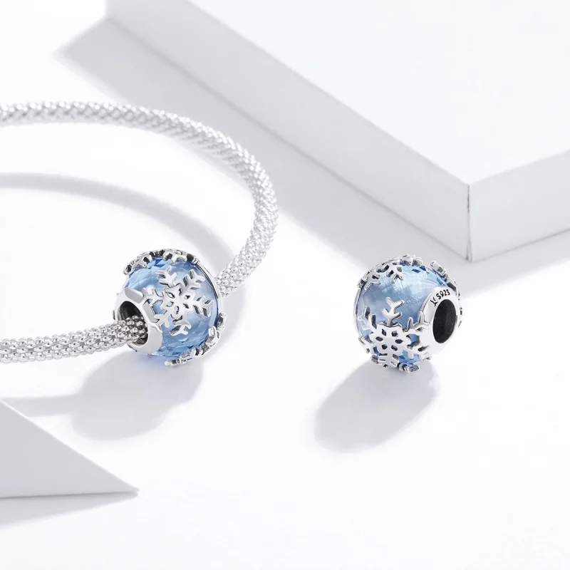 (Bild für) Kristall-Schneeflocken-Charm im Pandora-Stil - SCC1666 - Ansicht 4