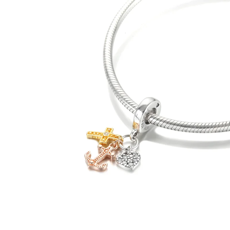 (Bild für) PANDORA Dreifarbiger Anhänger mit Kreuz, Herz und Anker - 799354C01 - Ansicht 5