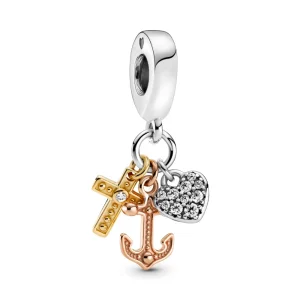 (Bild für) PANDORA Dreifarbiger Anhänger mit Kreuz, Herz und Anker - 799354C01