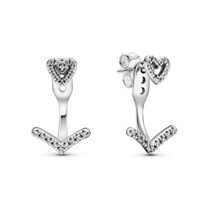 (Bild für) PANDORA Funkelnde Wishbone-Herz-Ohrstecker - 299280C01