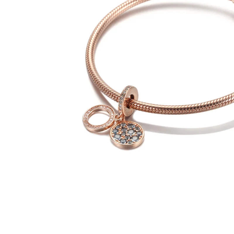 (Bild für) PANDORA funkelnder hellblauer Scheiben-Doppel-Anhänger-Charm - 789186C03 - Ansicht 5