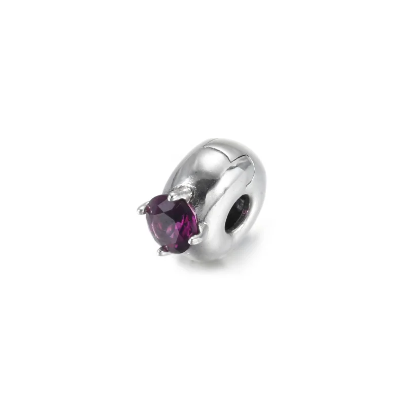 (Bild für) PANDORA Lila runder Solitär-Clip-Charm - 799204C02 - Ansicht 3