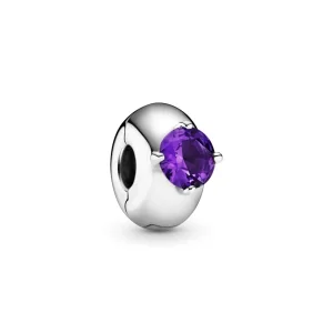(Bild für) PANDORA Lila runder Solitär-Clip-Charm - 799204C02