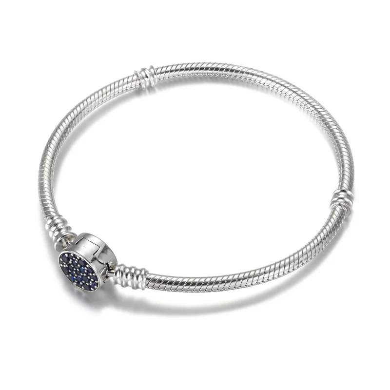 (Bild für) Pandora Moments Funkelndes blaues Schlangenkettenarmband mit Scheibenverschluss - Ansicht 3