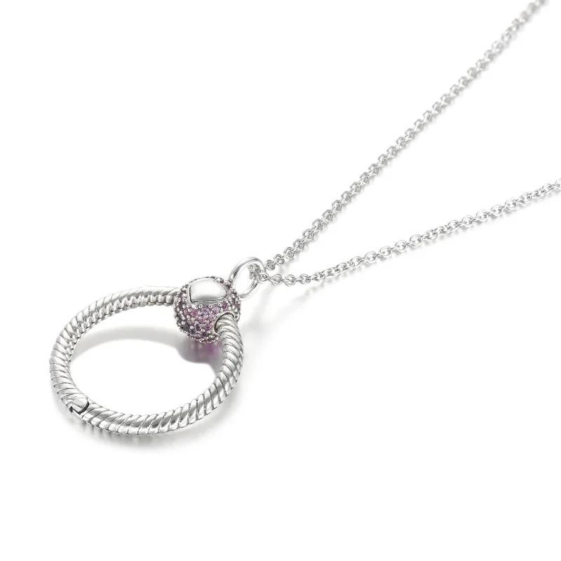 (Bild für) Pandora Moments kleiner rosa Pavé-O-Anhänger - 399097C02 - Ansicht 5