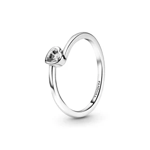 (Bild für) PANDORA Solitärring mit klarem geneigtem Herz - 199267C02