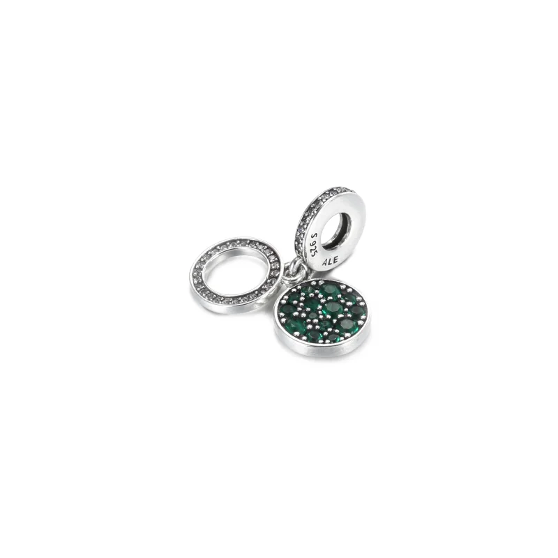 (Bild für) PANDORA Sparkling Green Disc Double Dangle Charm - 799186C02 - Ansicht 2