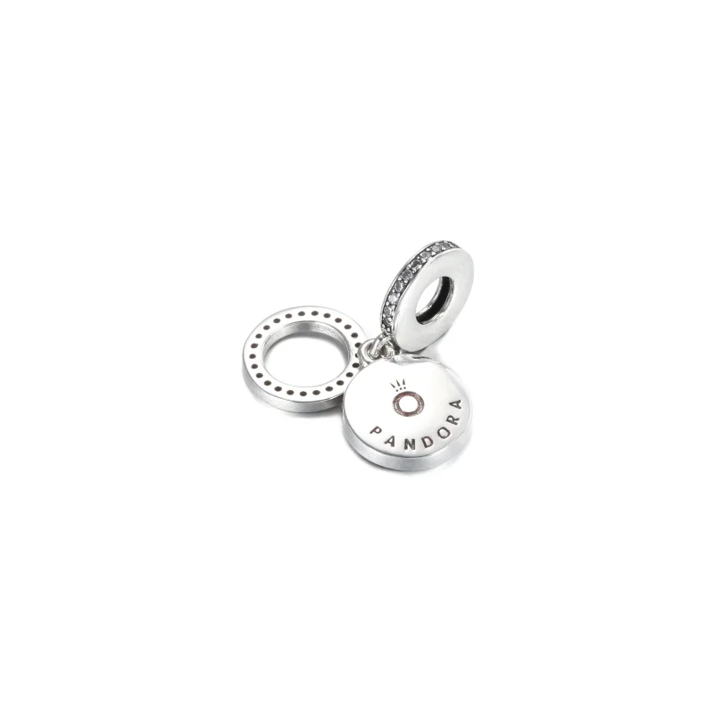 (Bild für) PANDORA Sparkling Green Disc Double Dangle Charm - 799186C02 - Ansicht 3