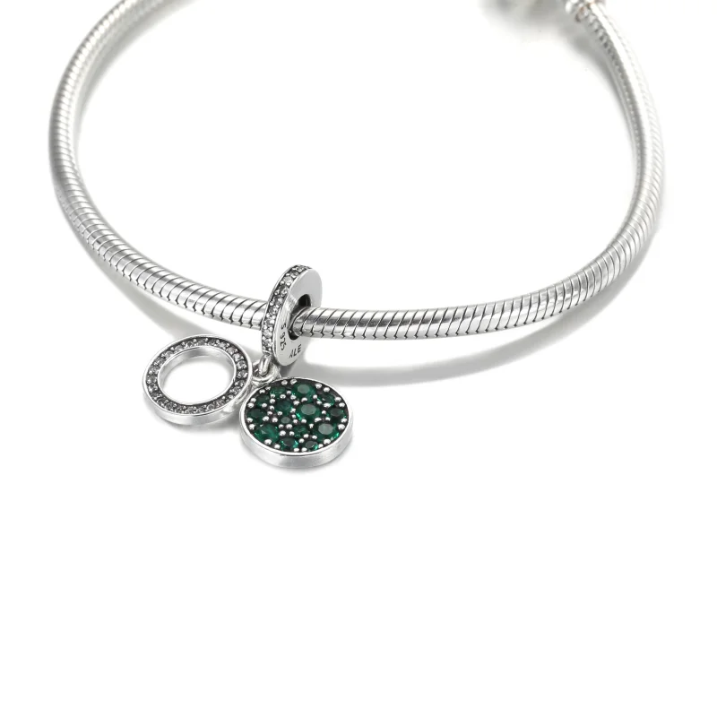 (Bild für) PANDORA Sparkling Green Disc Double Dangle Charm - 799186C02 - Ansicht 5