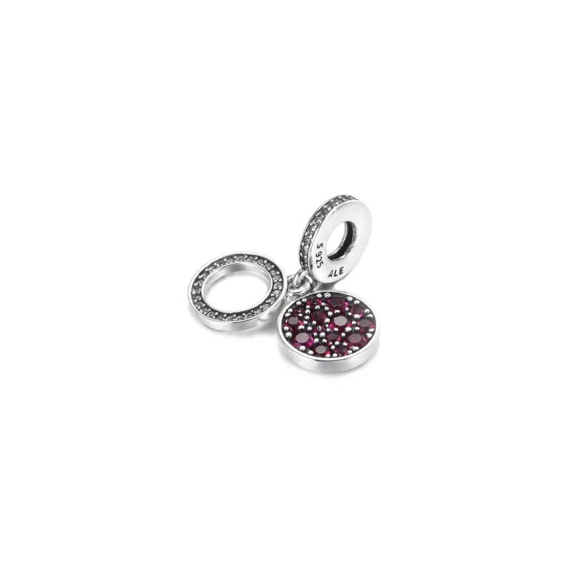 (Bild für) PANDORA Sparkling Red Disc Double Dangle Charm - 799186C03 - Ansicht 2