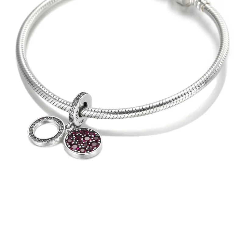 (Bild für) PANDORA Sparkling Red Disc Double Dangle Charm - 799186C03 - Ansicht 5