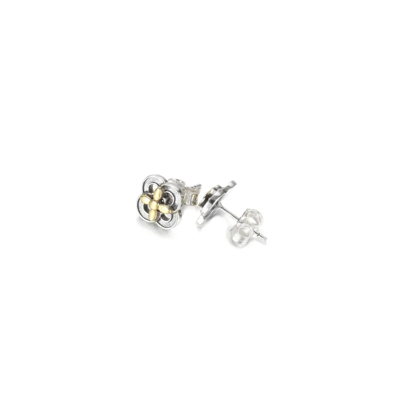 (Bild für) PANDORA Zweifarbige Blumen-Ohrstecker - 299349C00 - Ansicht 4