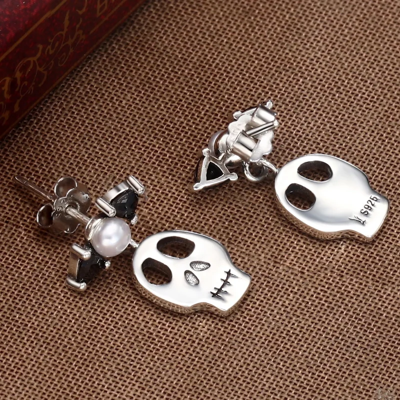 (Bild für) Ohrhänger aus Silber mit Totenkopf-Motiv im Pandora-Stil - VSE084 - Ansicht 5