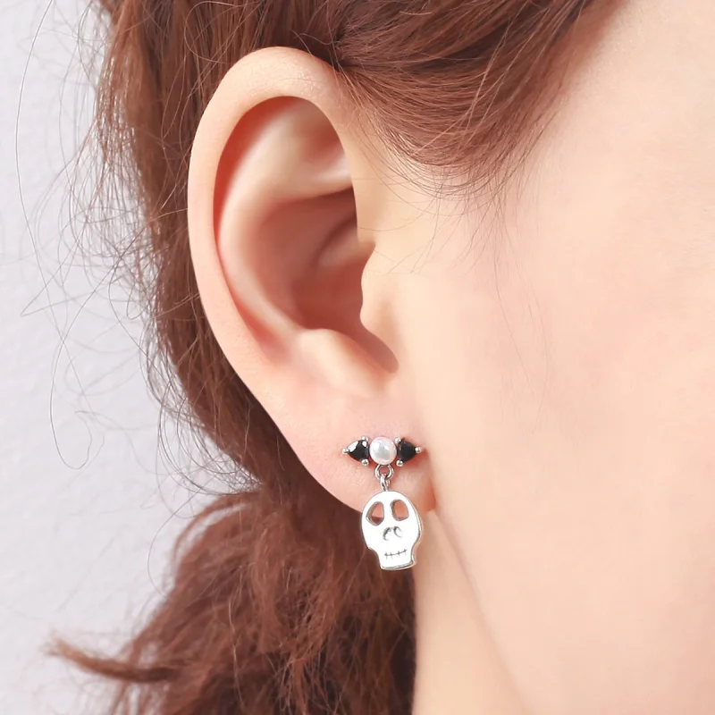 (Bild für) Ohrhänger aus Silber mit Totenkopf-Motiv im Pandora-Stil - VSE084 - Ansicht 6