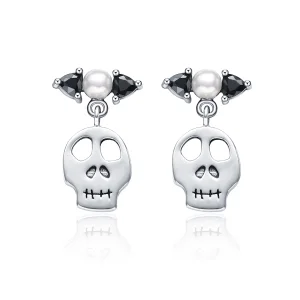 (Bild für) Ohrhänger aus Silber mit Totenkopf-Motiv im Pandora-Stil - VSE084