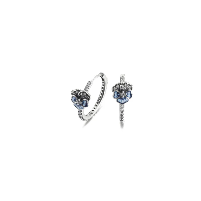 (Bild für) PANDORA Blaue Stiefmütterchen-Blumen-Creolen - 290775C01 - Ansicht 2