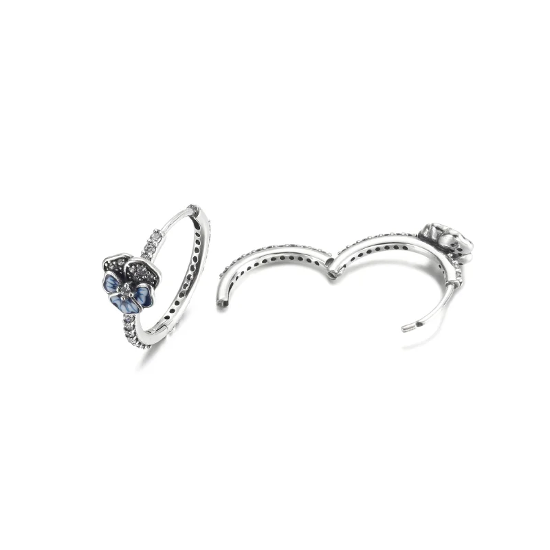 (Bild für) PANDORA Blaue Stiefmütterchen-Blumen-Creolen - 290775C01 - Ansicht 4